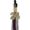 Black/Maroon/White Mixed Color Graduation Tassel with Gold Bling Charm by Wholesale Grad Supply