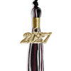 Black/Maroon/White Mixed Color Graduation Tassel with Gold Bling Charm by Wholesale Grad Supply