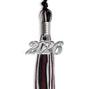 Black/Maroon/White Mixed Color Graduation Tassel with Silver Bling Charm by Wholesale Grad Supply