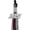 Black/Maroon/White Mixed Color Graduation Tassel with Silver Bling Charm by Wholesale Grad Supply