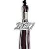 Black/Maroon/White Mixed Color Graduation Tassel with Silver Bling Charm by Wholesale Grad Supply