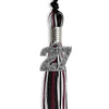 Black/Maroon/White Mixed Color Graduation Tassel with Silver Bling Charm by Wholesale Grad Supply