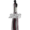 Black/Maroon/White Mixed Color Graduation Tassel with Silver Bling Charm by Wholesale Grad Supply
