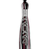 Black/Maroon/White Mixed Color Graduation Tassel with Silver Stacked Date Drop by Wholesale Grad Supply