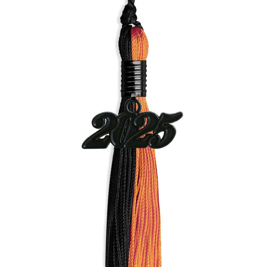 Black/Orange Graduation Tassel with Black Bling Charm by Wholesale Grad Supply