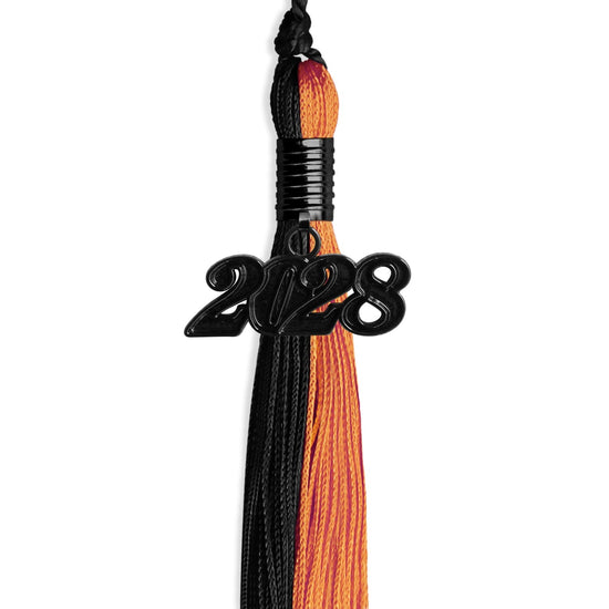 Black/Orange Graduation Tassel with Black Bling Charm by Wholesale Grad Supply