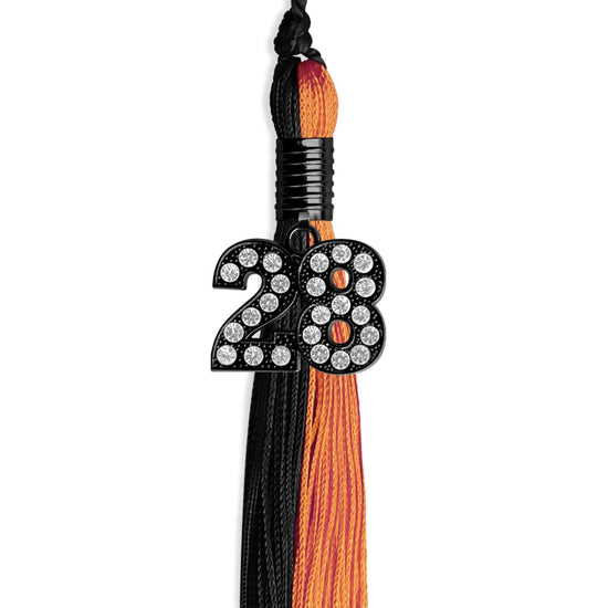 Black/Orange Graduation Tassel with Black Bling Charm by Wholesale Grad Supply