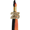 Black/Orange Graduation Tassel with Gold Bling Charm by Wholesale Grad Supply