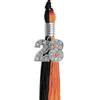 Black/Orange Graduation Tassel with Silver Bling Charm by Wholesale Grad Supply