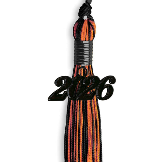 Black/Orange Mixed Color Graduation Tassel with Black Bling Charm by Wholesale Grad Supply
