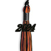 Black/Orange Mixed Color Graduation Tassel with Black Bling Charm by Wholesale Grad Supply