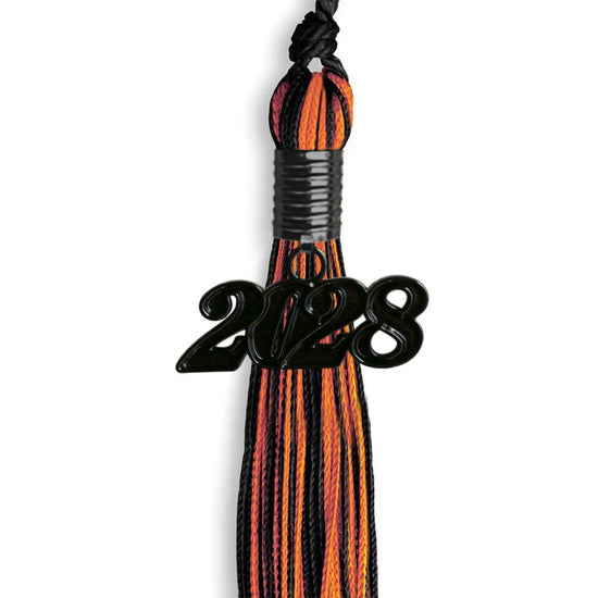 Black/Orange Mixed Color Graduation Tassel with Black Bling Charm by Wholesale Grad Supply