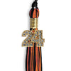 Black/Orange Mixed Color Graduation Tassel with Gold Bling Charm by Wholesale Grad Supply