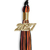 Black/Orange Mixed Color Graduation Tassel with Gold Bling Charm by Wholesale Grad Supply
