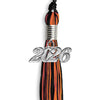 Black/Orange Mixed Color Graduation Tassel with Silver Bling Charm by Wholesale Grad Supply