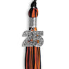 Black/Orange Mixed Color Graduation Tassel with Silver Bling Charm by Wholesale Grad Supply