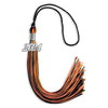Black/Orange Mixed Color Graduation Tassel with Silver Bling Charm by Wholesale Grad Supply