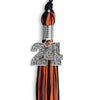 Black/Orange Mixed Color Graduation Tassel with Silver Bling Charm by Wholesale Grad Supply