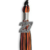 Black/Orange Mixed Color Graduation Tassel with Silver Bling Charm by Wholesale Grad Supply