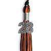 Black/Orange Mixed Color Graduation Tassel with Silver Bling Charm by Wholesale Grad Supply