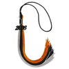 Black/Orange/Grey Graduation Tassel with Black Bling Charm by Wholesale Grad Supply