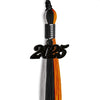 Black/Orange/Grey Graduation Tassel with Black Bling Charm by Wholesale Grad Supply