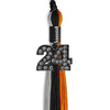 Black/Orange/Grey Graduation Tassel with Black Bling Charm by Wholesale Grad Supply