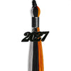 Black/Orange/Grey Graduation Tassel with Black Bling Charm by Wholesale Grad Supply