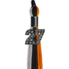 Black/Orange/Grey Graduation Tassel with Black Bling Charm by Wholesale Grad Supply