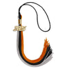 Black/Orange/Grey Graduation Tassel with Gold Bling Charm by Wholesale Grad Supply