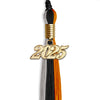 Black/Orange/Grey Graduation Tassel with Gold Bling Charm by Wholesale Grad Supply