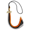 Black/Orange/Grey Graduation Tassel with Gold Bling Charm by Wholesale Grad Supply
