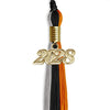 Black/Orange/Grey Graduation Tassel with Gold Bling Charm by Wholesale Grad Supply