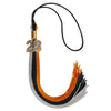 Black/Orange/Grey Graduation Tassel with Gold Bling Charm by Wholesale Grad Supply