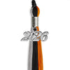 Black/Orange/Grey Graduation Tassel with Silver Bling Charm by Wholesale Grad Supply