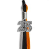 Black/Orange/Grey Graduation Tassel with Silver Bling Charm by Wholesale Grad Supply