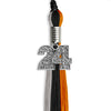 Black/Orange/Grey Graduation Tassel with Silver Bling Charm by Wholesale Grad Supply