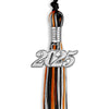 Black/Orange/Silver Mixed Color Graduation Tassel with Silver Bling Charm by Wholesale Grad Supply
