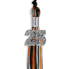 Black/Orange/Silver Mixed Color Graduation Tassel with Silver Bling Charm by Wholesale Grad Supply