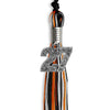 Black/Orange/Silver Mixed Color Graduation Tassel with Silver Bling Charm by Wholesale Grad Supply