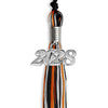 Black/Orange/Silver Mixed Color Graduation Tassel with Silver Bling Charm by Wholesale Grad Supply