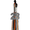 Black/Orange/Silver Mixed Color Graduation Tassel with Silver Bling Charm by Wholesale Grad Supply