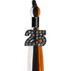 Black/Orange/White Graduation Tassel with Black Bling Charm by Wholesale Grad Supply