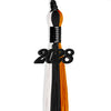 Black/Orange/White Graduation Tassel with Black Bling Charm by Wholesale Grad Supply