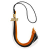 Black/Orange/White Graduation Tassel with Gold Bling Charm by Wholesale Grad Supply
