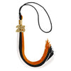 Black/Orange/White Graduation Tassel with Gold Bling Charm by Wholesale Grad Supply