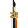 Black/Orange/White Graduation Tassel with Gold Bling Charm by Wholesale Grad Supply