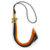 Black/Orange/White Graduation Tassel with Gold Bling Charm by Wholesale Grad Supply