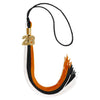 Black/Orange/White Graduation Tassel with Gold Bling Charm by Wholesale Grad Supply