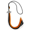 Black/Orange/White Graduation Tassel with Silver Bling Charm by Wholesale Grad Supply
